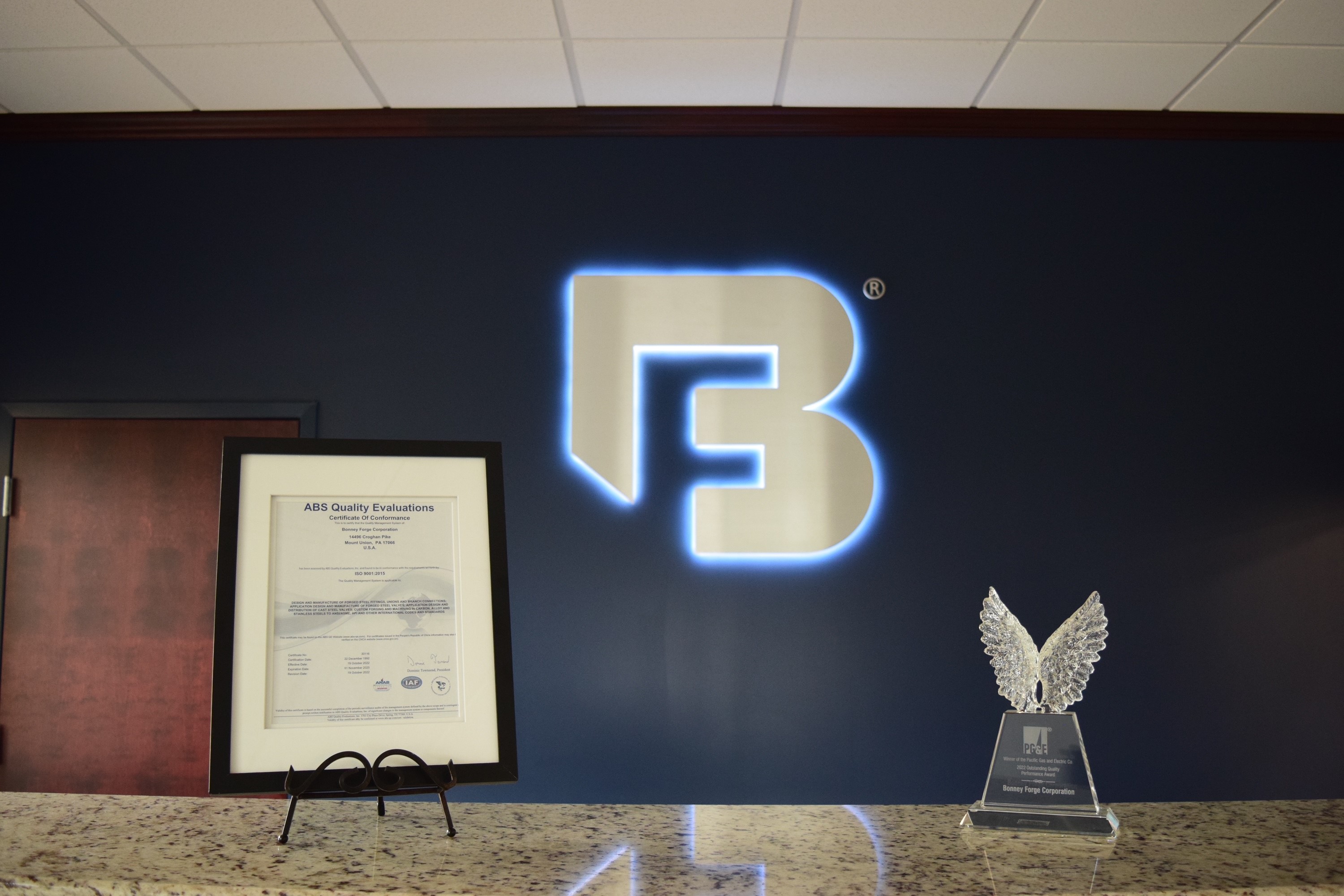 Bonney Forge Receives 2022 PG&E Prestigious Supplier Award